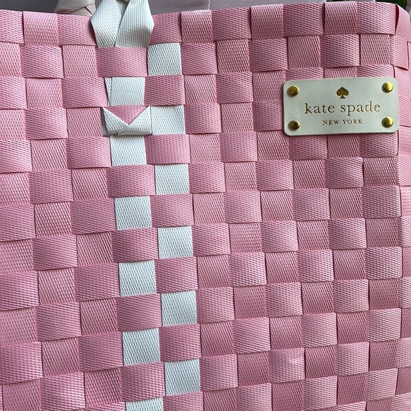 NWT- Kate Spade Pink Woven Tote - Picture 4 of 12